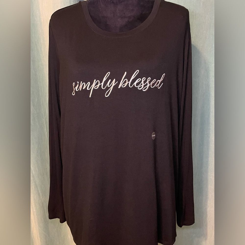 Black “Simply Blessed” Size14-16 Cato C est. 1946  Long Sleeve T-shirt Stretchy